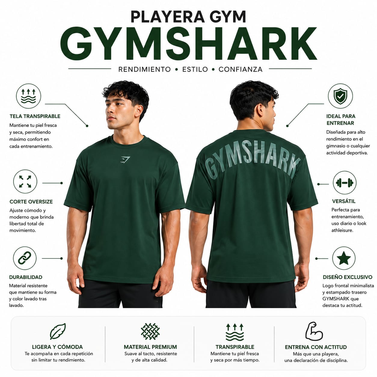 Playera Gym Gymshark (Corte Oversize) triple A _1