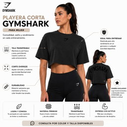 Playera Corta Gymshark para Mujer (Corte Oversize)triple A