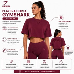 Playera Corta Gymshark para Mujer (Corte Oversize)triple A
