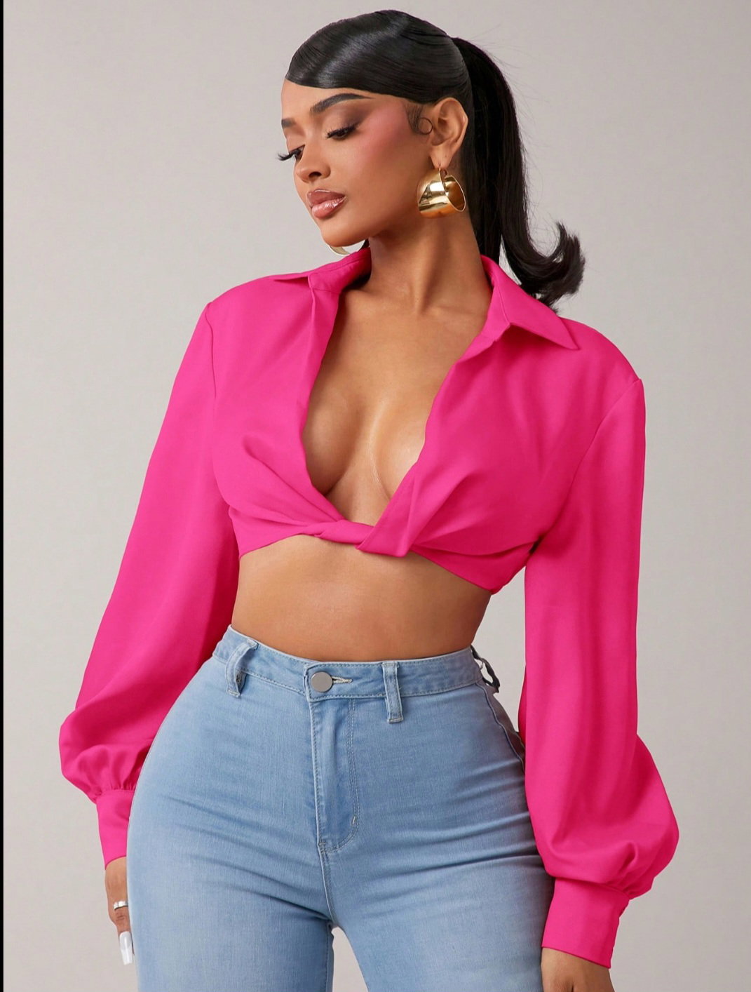 chic twist-front blouse