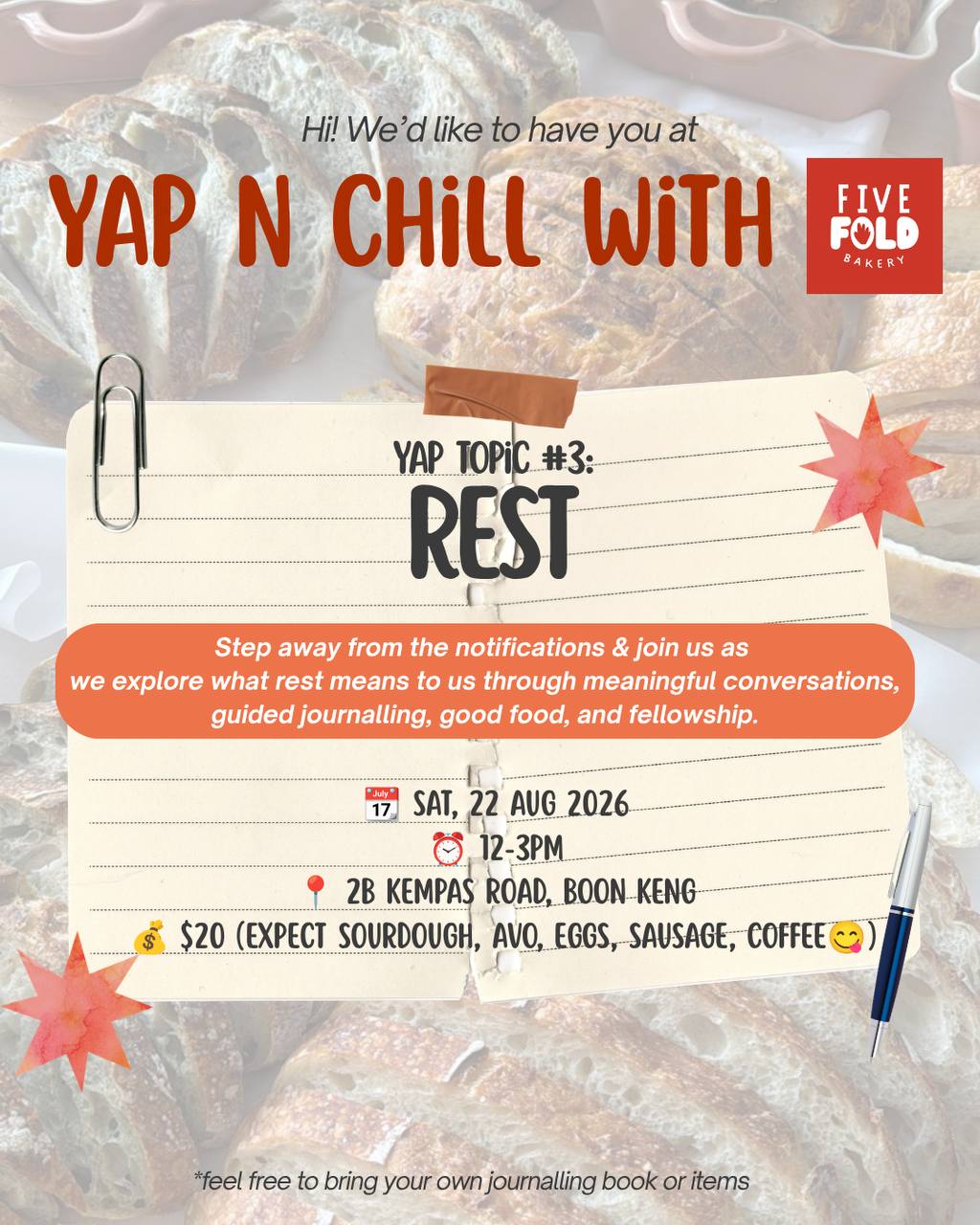 Fivefold Bakery x Yap 'N' Chill (August) - Bread & Journal on 22nd August 