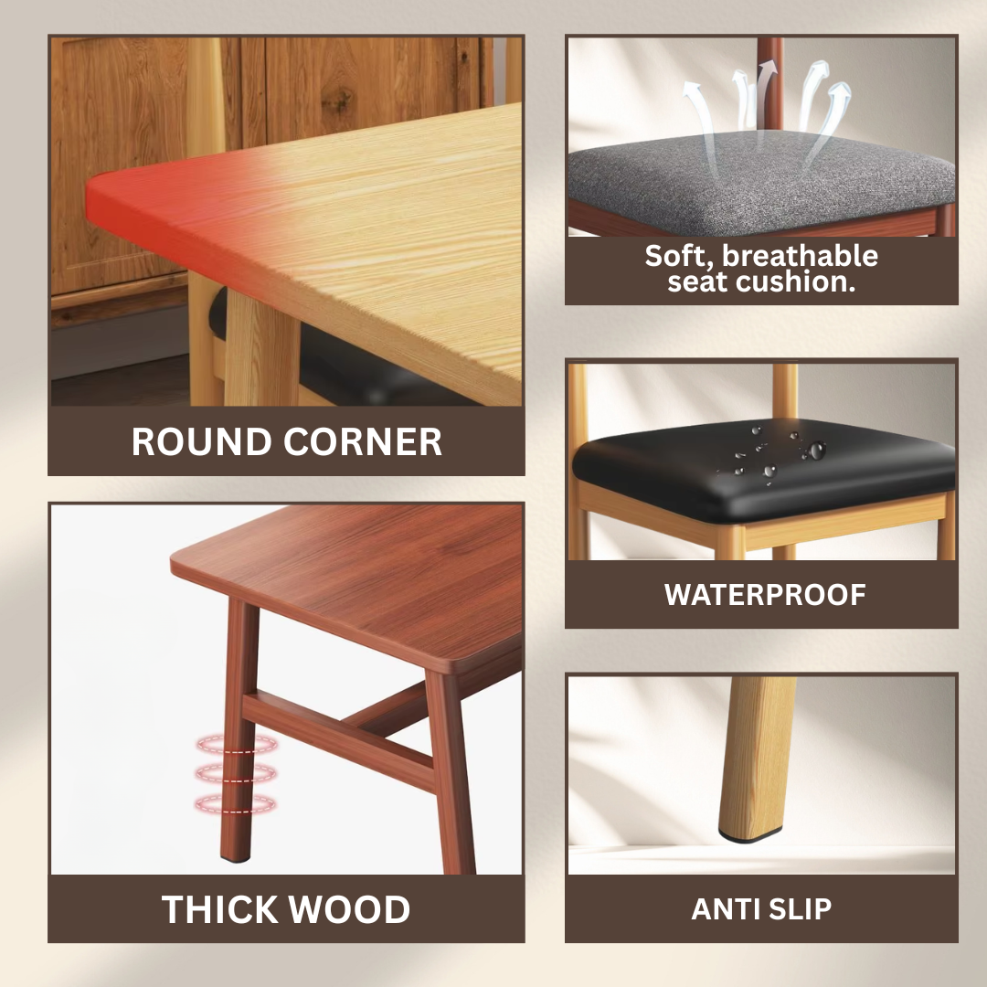 MODERN DINING TABLE CHAIR SET - 120CM +4 (MEJA MAKAN)_3