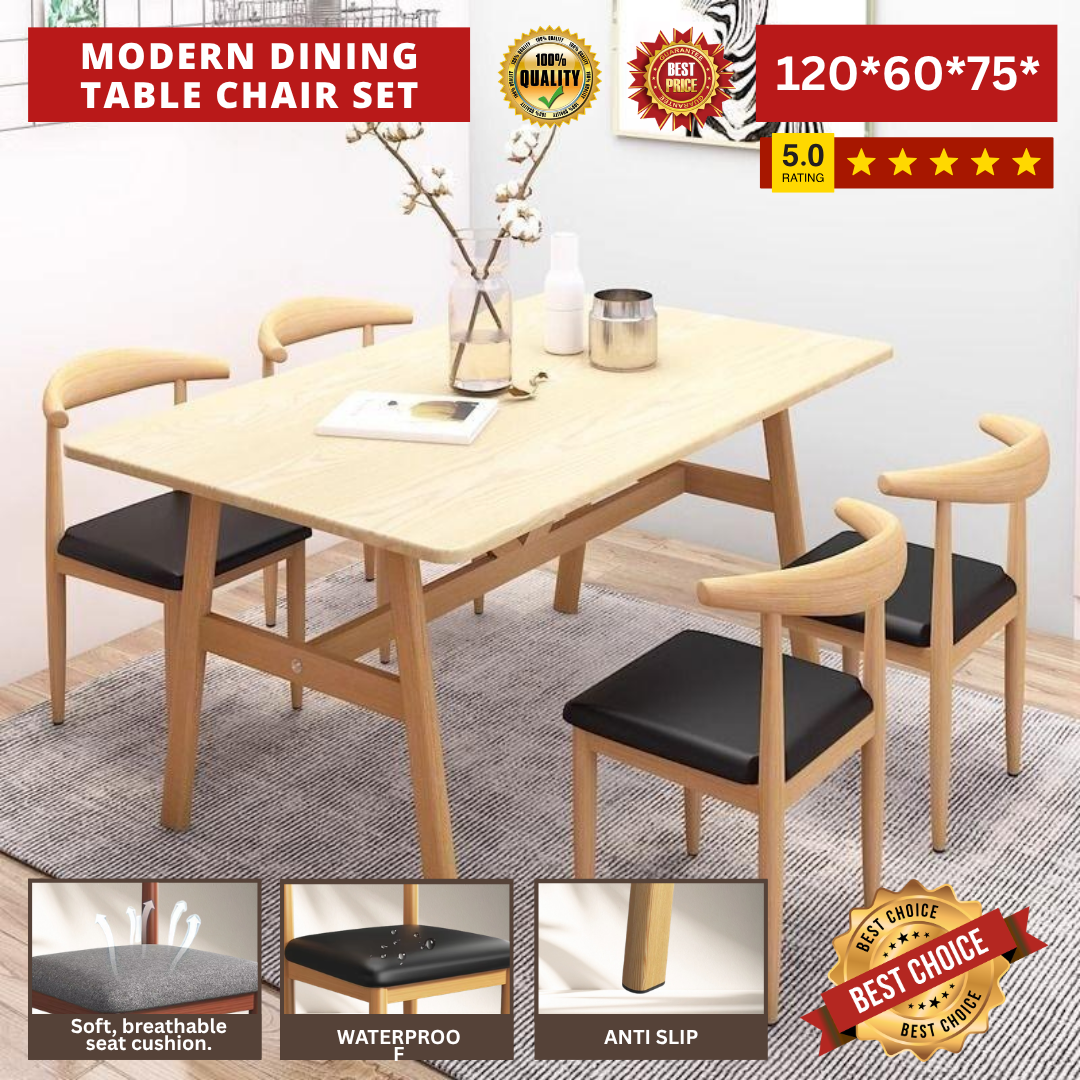 MODERN DINING TABLE CHAIR SET - 120CM +4 (MEJA MAKAN)_0