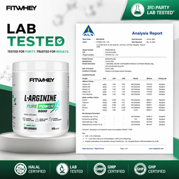 FITWHEY L-Arginine 5000 Pure Powder 300g | Pump & Nitric Oxide Support | No Stim