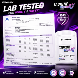 FITWHEY Taurine 5000 Pure Powder 300g | No Stim Endurance & Focus | Intra-Workout Support