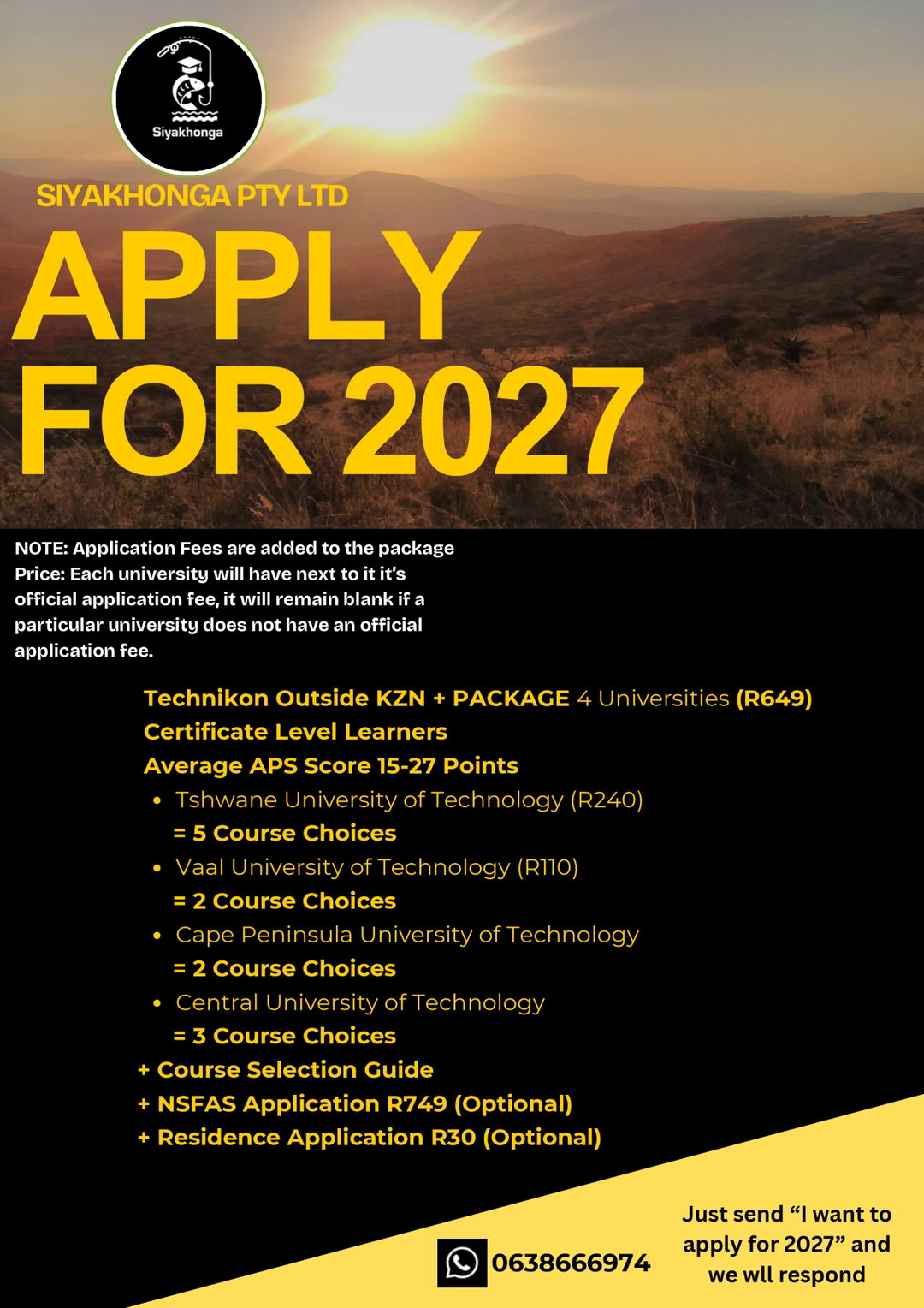 TECHNIKON OUTSIDE KZN + PACKAGE