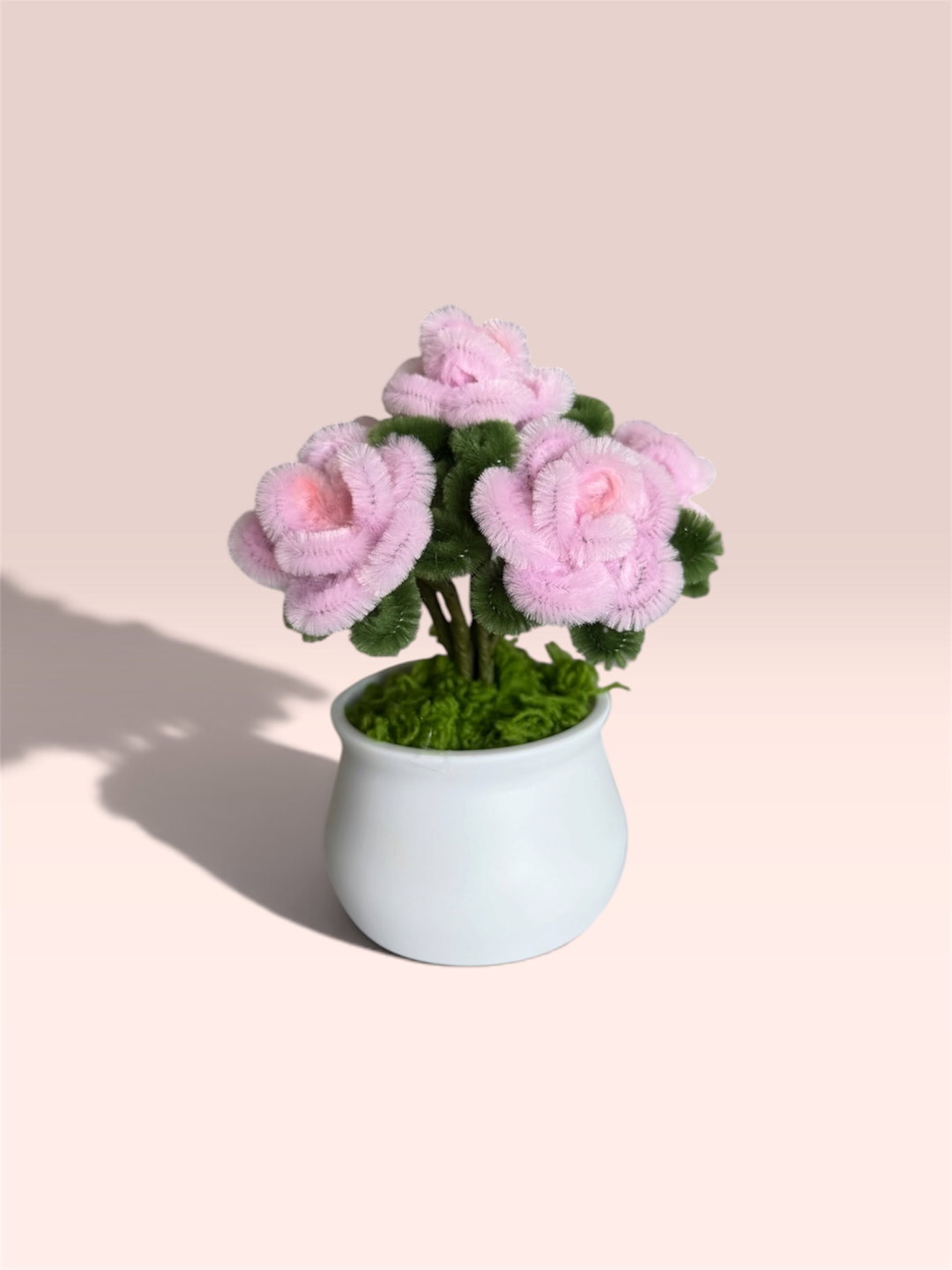 Pink Roses in White Pot