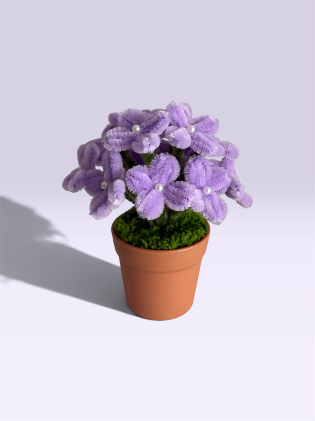 Purple Hydrangea in Brown Pot
