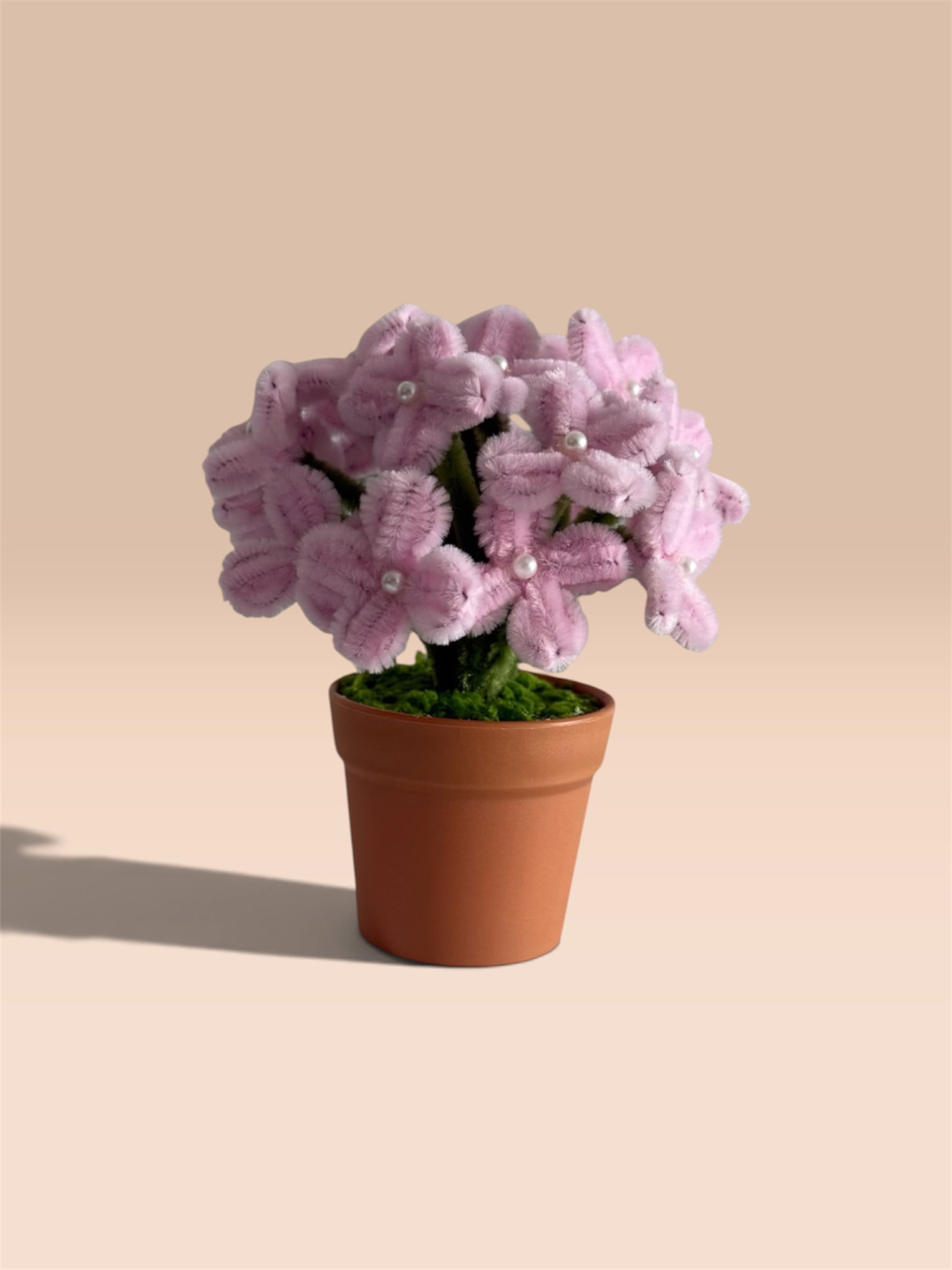 Pink Hydrangea in Brown Pot_0