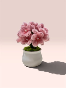 Pink Hydrangea in White Pot