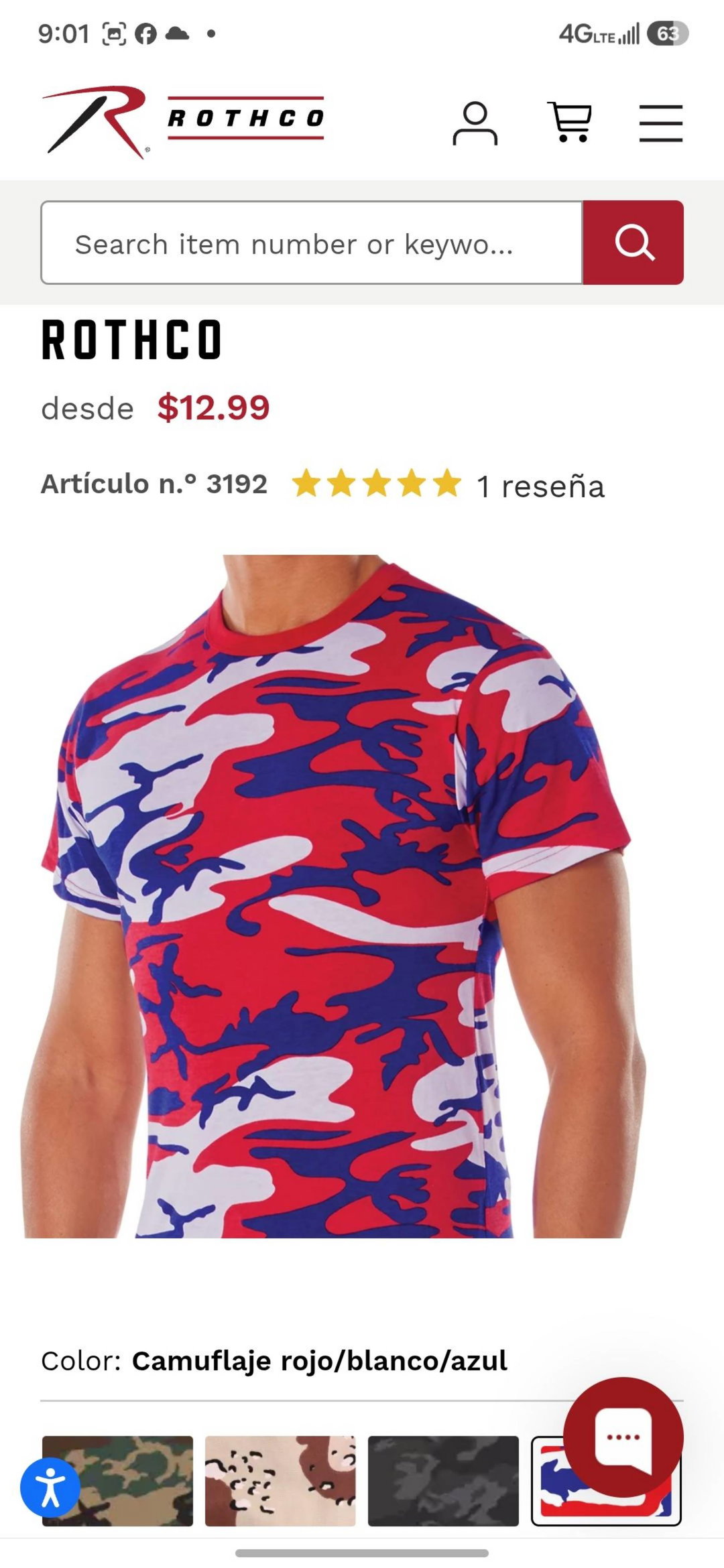 Camiseta camuflada rojo ITEM 3192