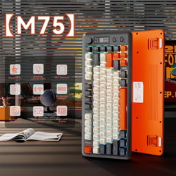 Teclado Gamer Sem Fio ZIYOU LANG M75, Retroiluminação RGB, Bateria Recarregável de 2000mAh, Teclado de Membrana Compacto com Sensação Mecânica, Display Inteligente e Botão Giratório, Teclas PBT com Gradiente para PC e MAC - Shimmer