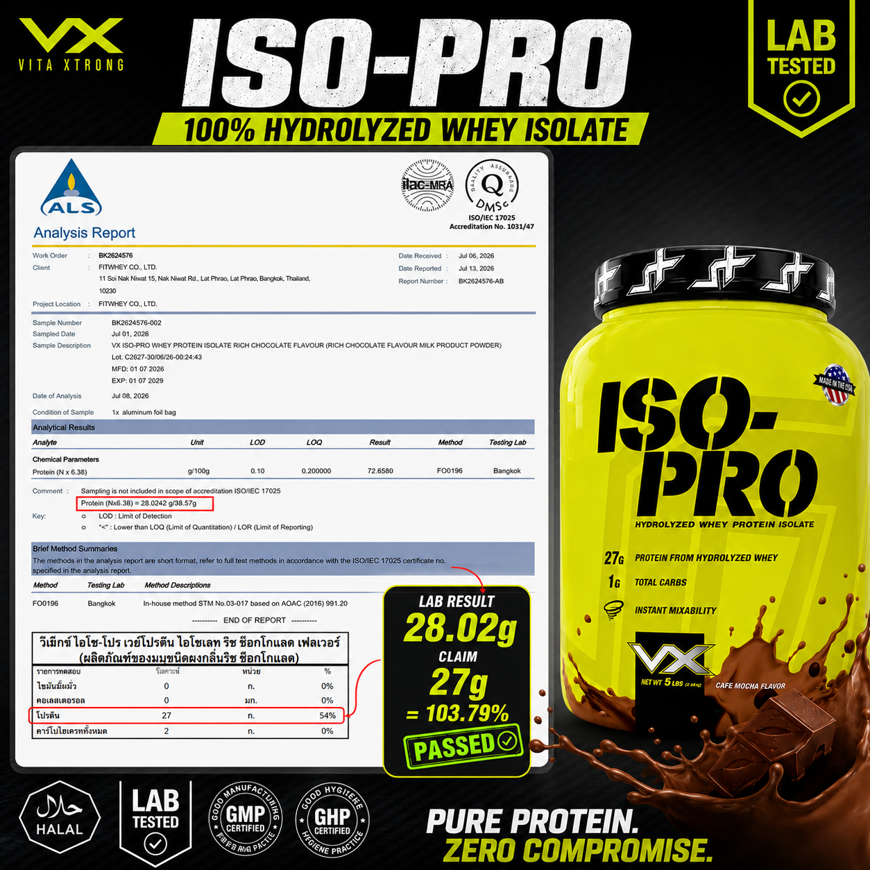 VITAXTRONG™ ISO-PRO Whey Isolate (2lbs/ 0.9kg) | 27g Hydrolyzed Protein • Zero Sugar • Zero Fat • Lactose-Free • Lean Muscle [VX]_3