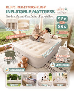 AUTO INFLATABLE MATTRESS WITH BUILT-IN BATTERY PUMP  