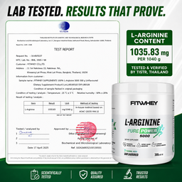 FITWHEY L-Arginine 5000 Pure Powder 300g | Pump & Nitric Oxide Support | No Stim