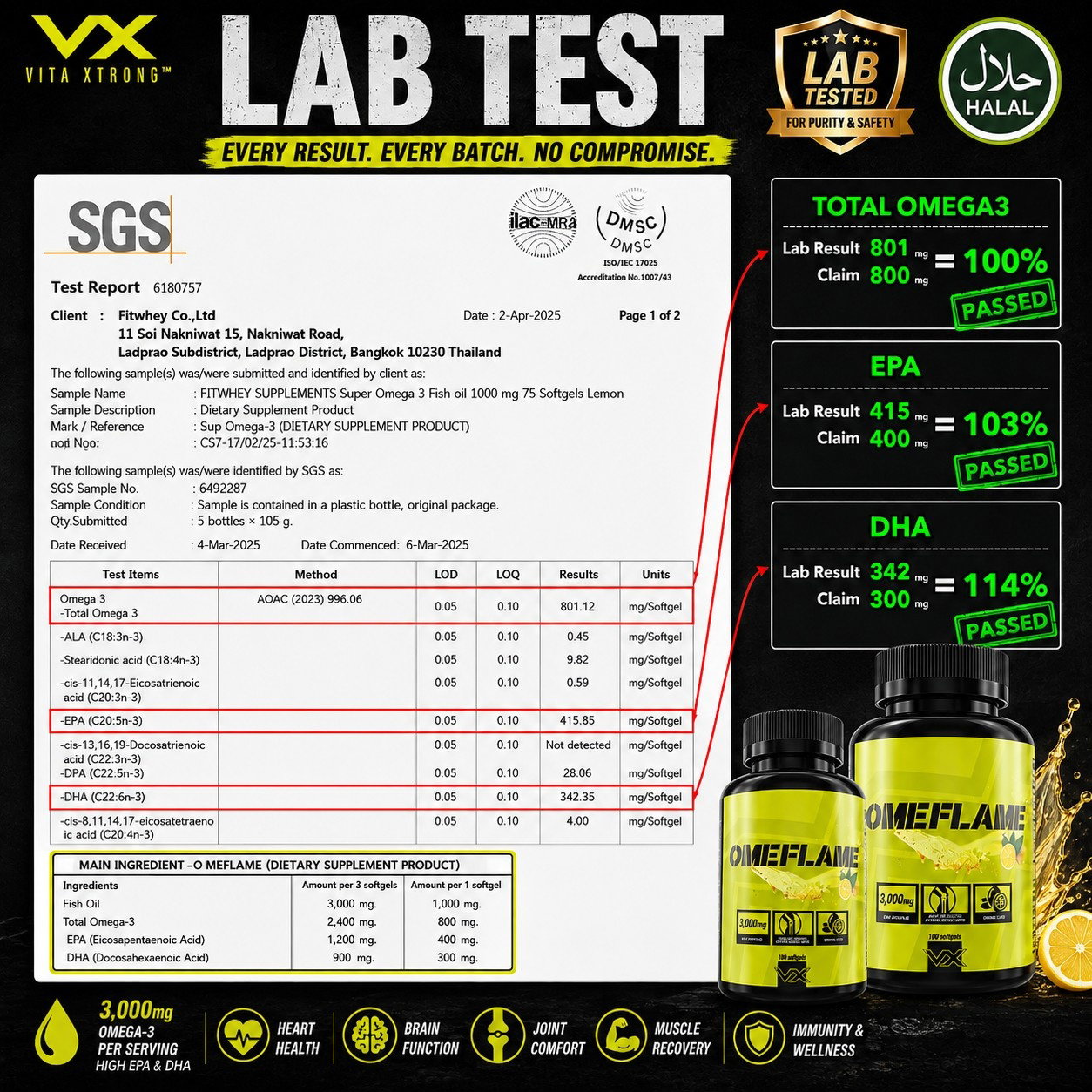 Vitaxtrong Omeflame X3000™ | 100 / 180 Softgels | Ultra-Concentrated Omega-3 Fish Oil 3000mg | EPA & DHA [VX]_3