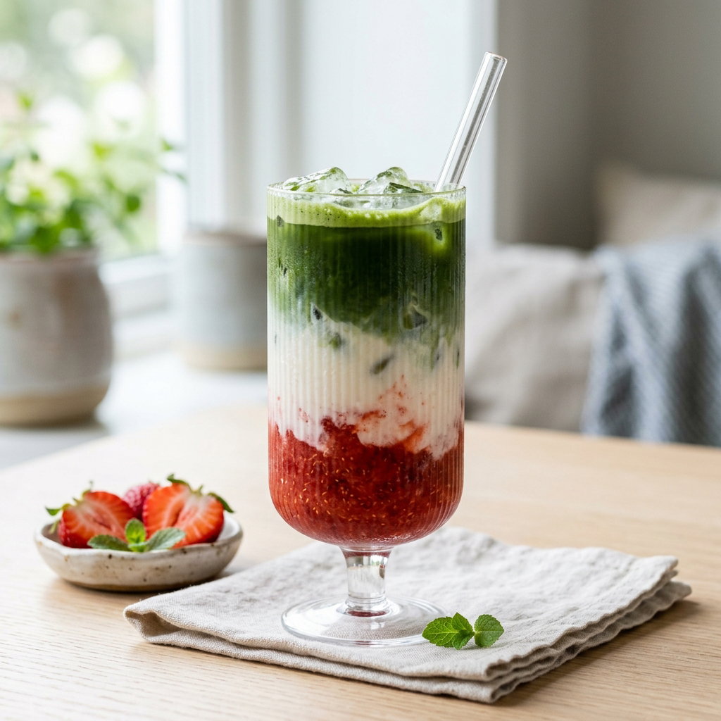 Iced Strawberry Matcha Oat Latte