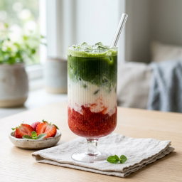 Iced Strawberry Matcha Oat Latte
