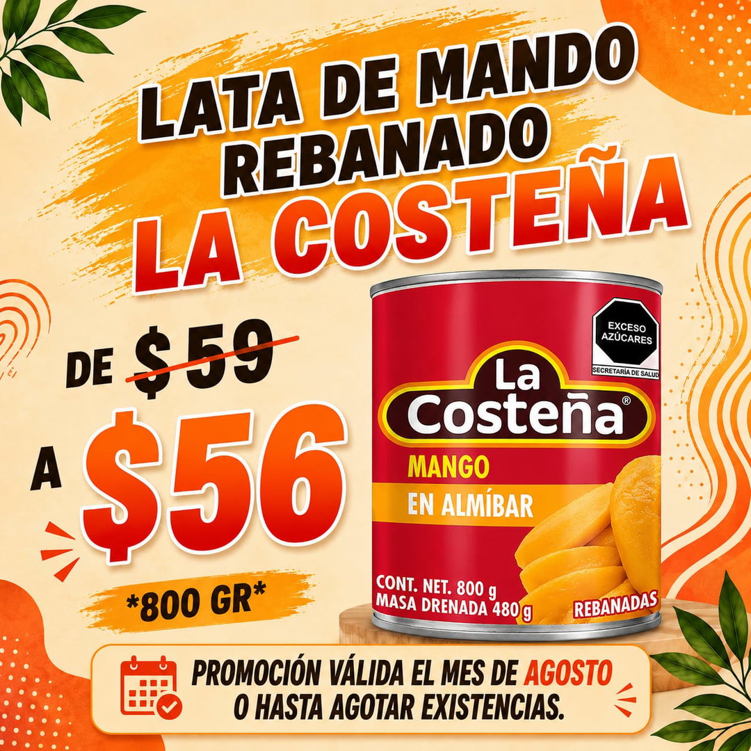 LATA DE MANGO REBANADO LA COSTEÑA 800 GR