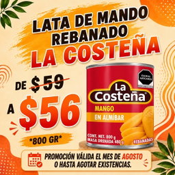 LATA DE MANGO REBANADO LA COSTEÑA 800 GR