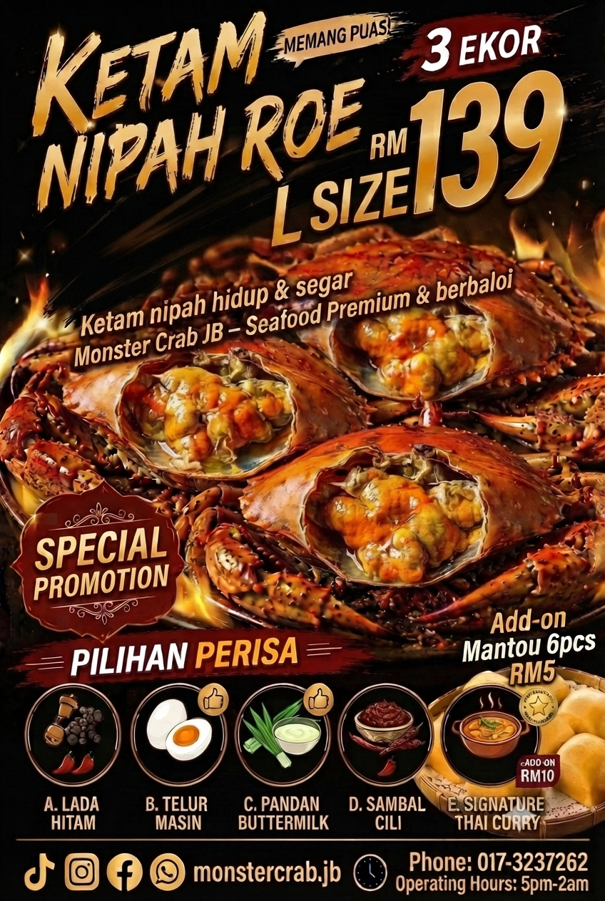 (Pre-order) Ketam Nipah Betina  (bertelur) L size - Female Mud Crab (Roe) L Size