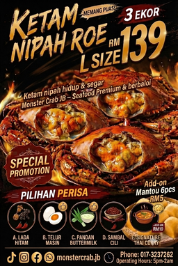 (Pre-order) Ketam Nipah Betina  (bertelur) L size - Female Mud Crab (Roe) L Size
