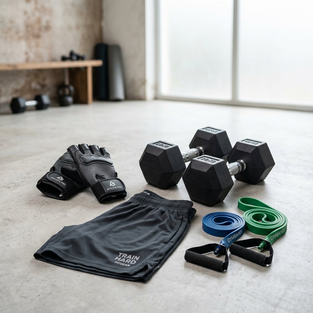 Gym gloves; workout  shorts;stretching bands_0