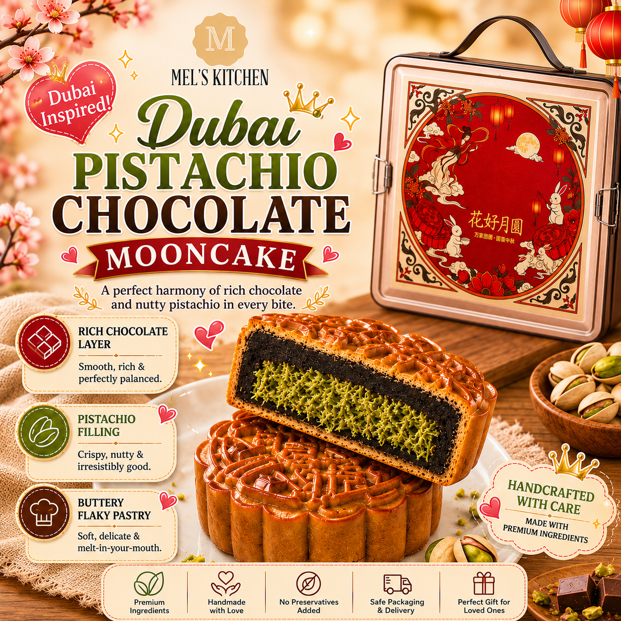 Dubai Pistachio Kunafa Chocolate Mooncake_0
