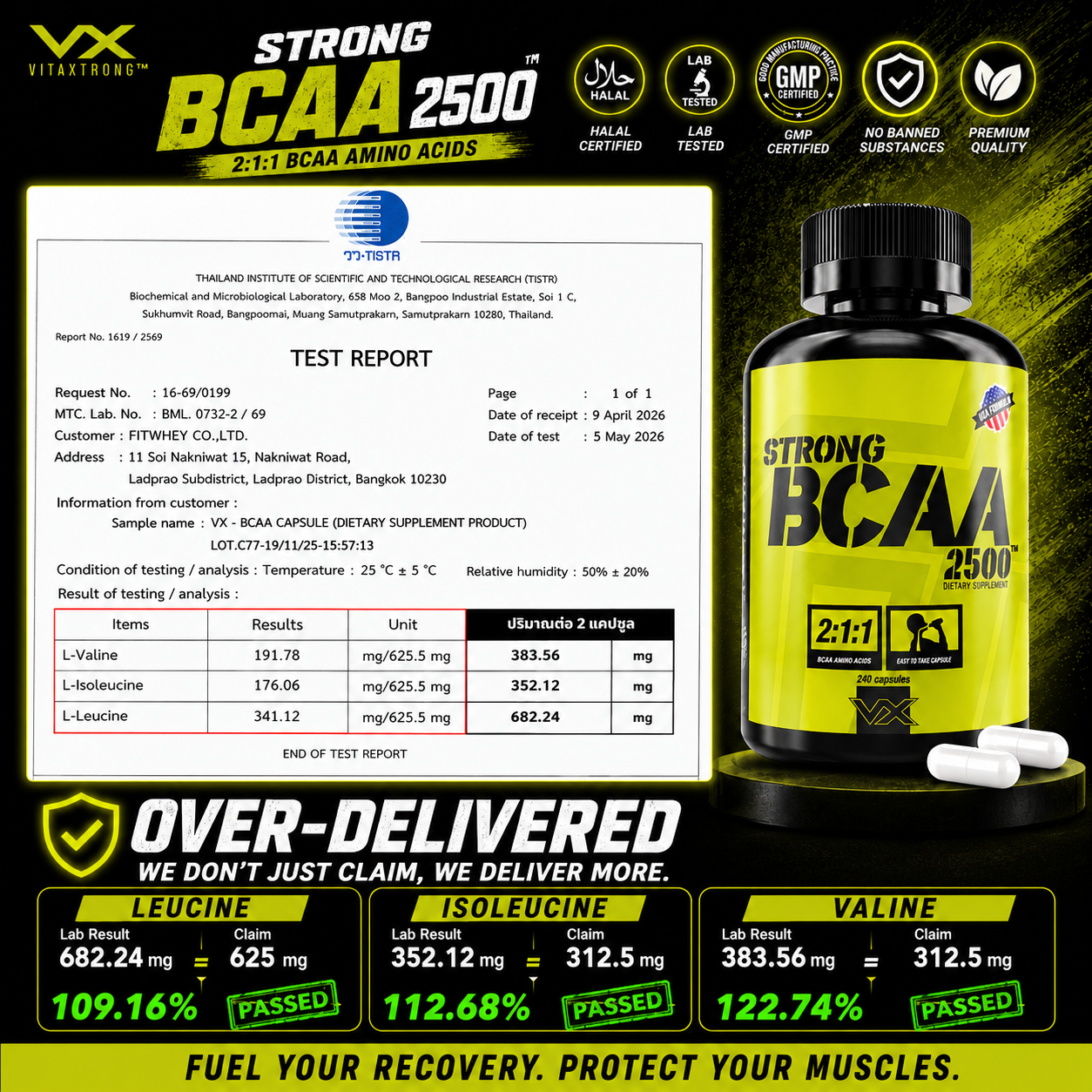 VITAXTRONG Strong BCAA 2500™ (240 / 480 capsules) | Muscle Recovery, Muscle Growth, Reduce Soreness [VX]_4