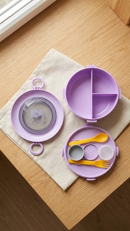 3 Compartments Round Lunch Box