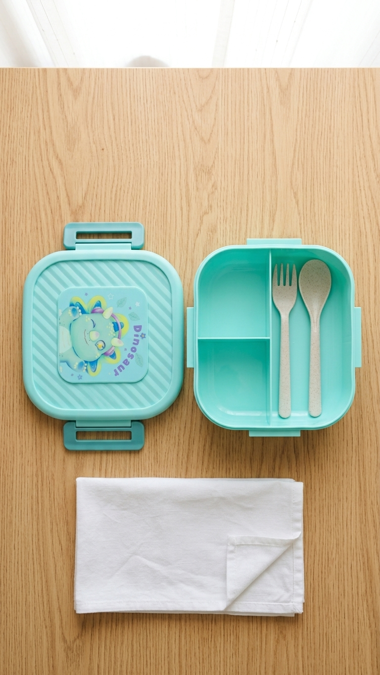 3 Compartments Square Lunch Box_1