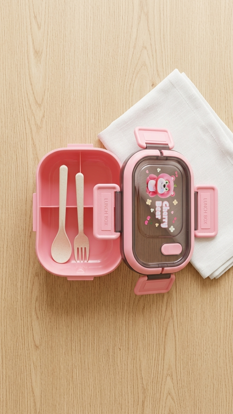 3 Compartments Rectangular Lunch Box_1