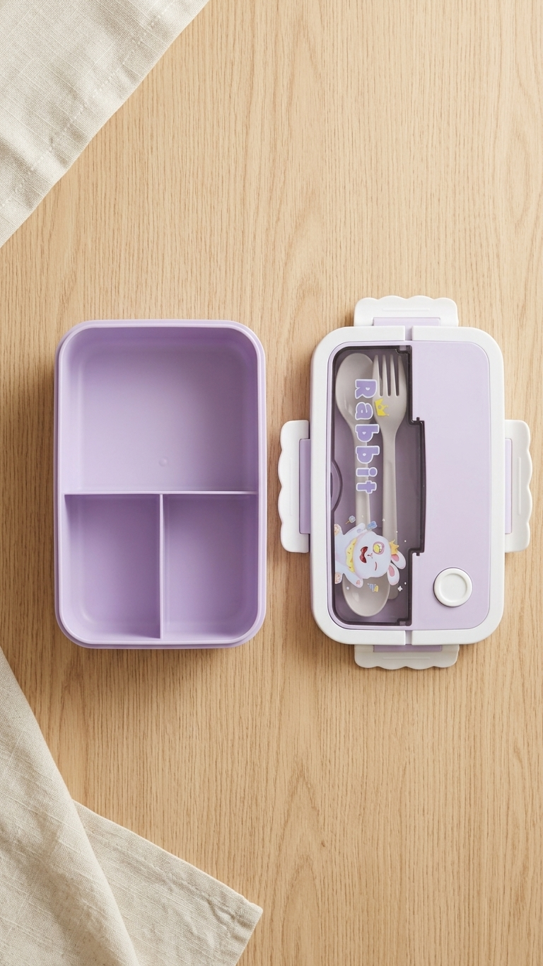 3 Compartments Rectangular Lunch Box_2