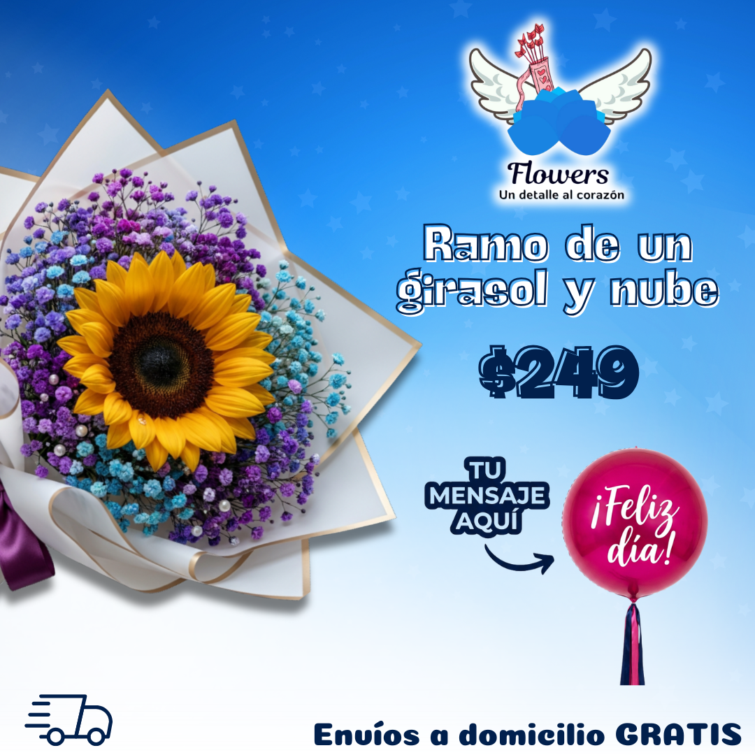 Ramo de un girasol y nube