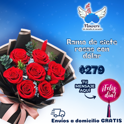Ramo de siete rosas con d?ar