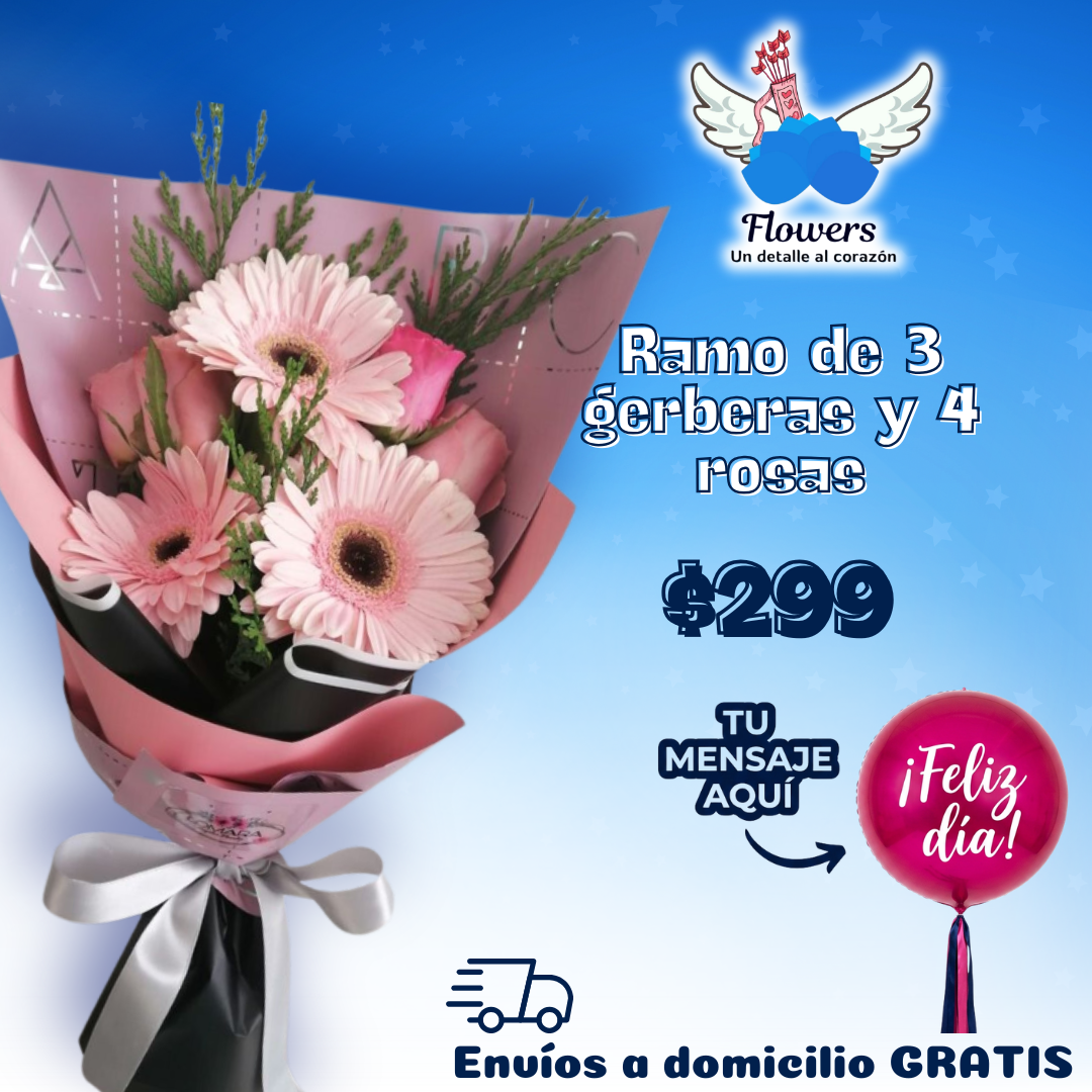 Ramo de 3 gerberas y 4 rosas_0