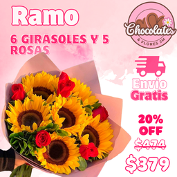 6 Girasoles y 5 Rosas