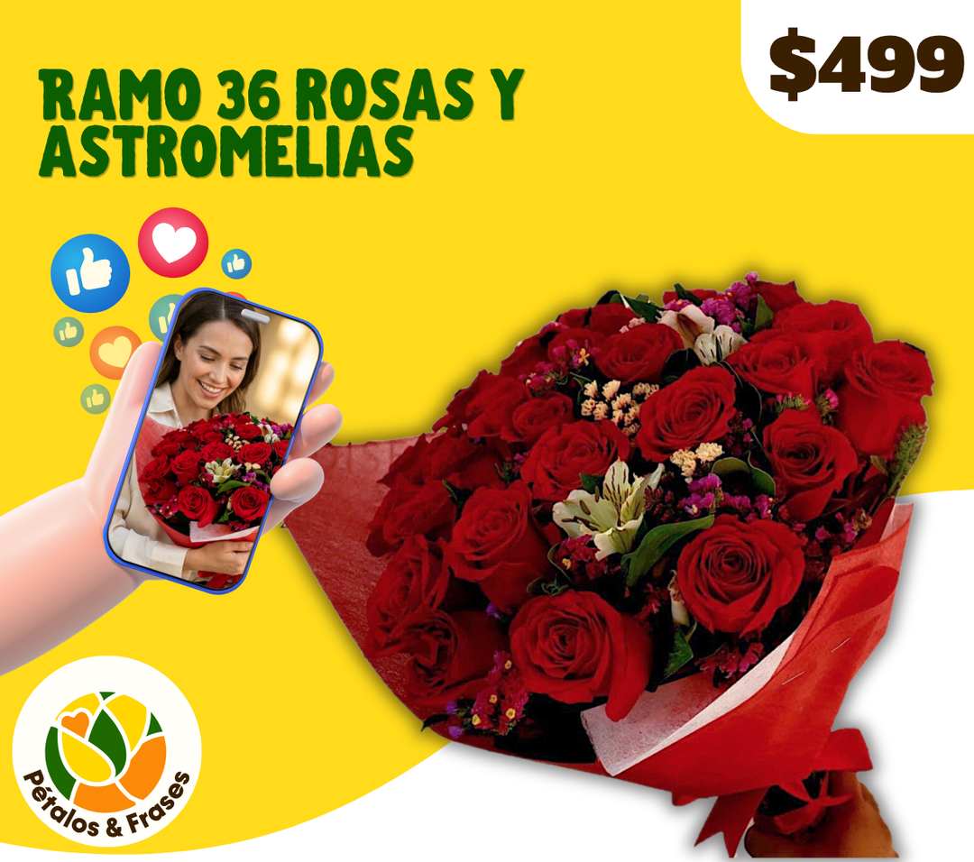 Ramo 36 rosas y astromelias