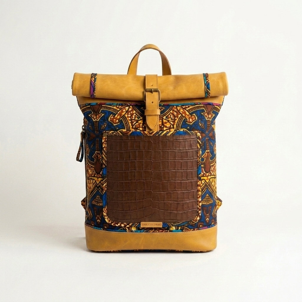Croc-Embossed Roll-Top Travel Bag_0