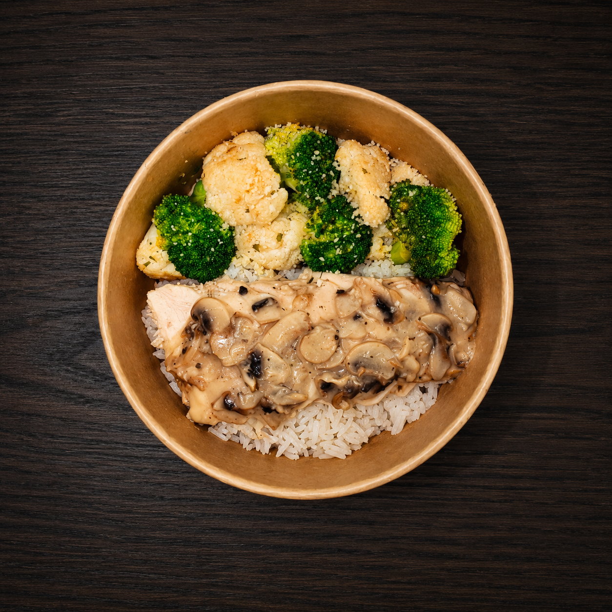 Chicken & Mushroom Gravy w/ Stir-fried Broccoli & Cauliflower _0