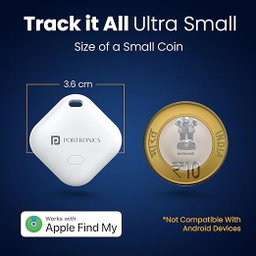 Portronics Worldtag Item Finder with Upto 1 Year Battery Life,Only iOS Compatible with Apple Find My App| Not For Android