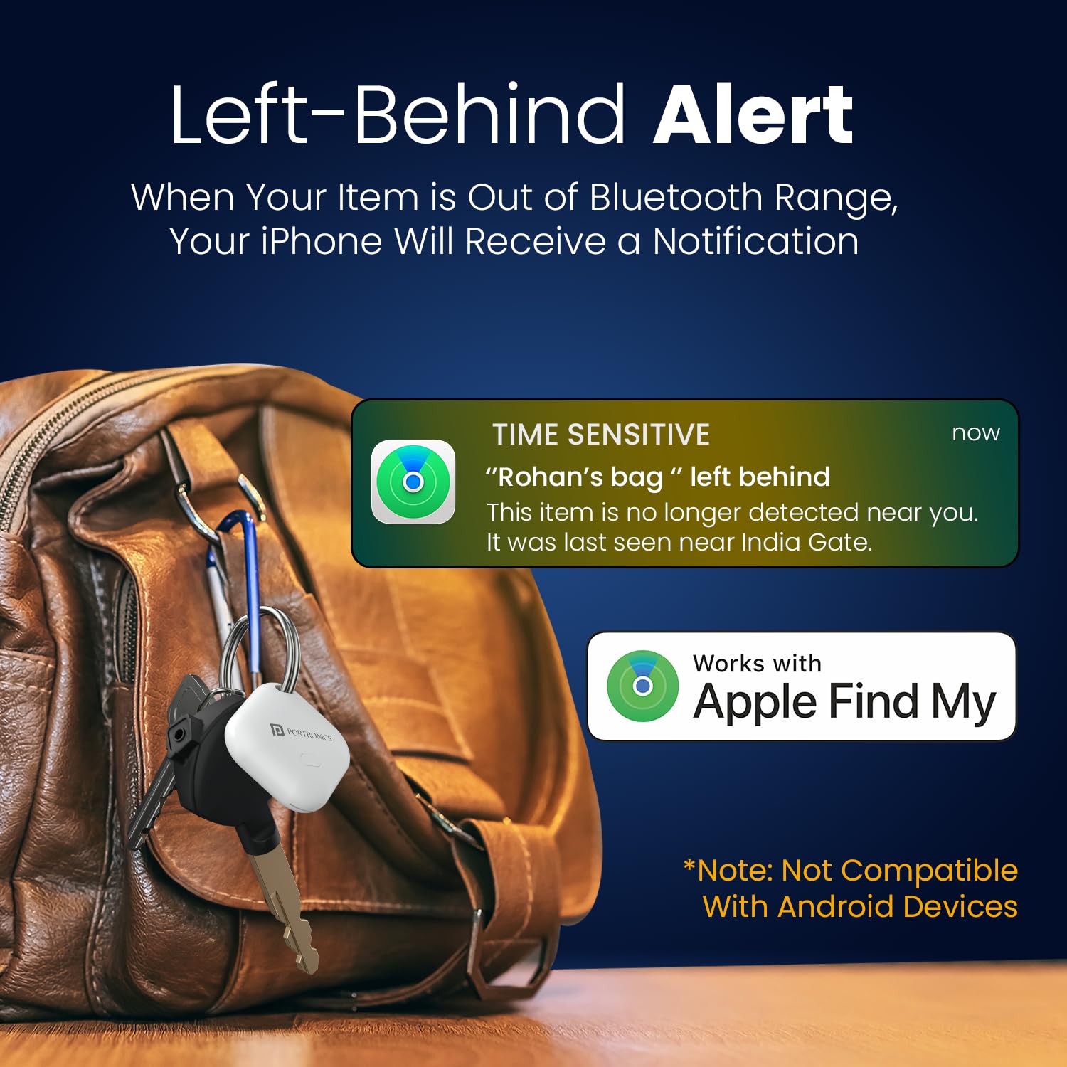 Portronics Worldtag Item Finder with Upto 1 Year Battery Life,Only iOS Compatible with Apple Find My App| Not For Android_8