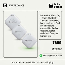 Portronics Worldtag Item Finder with Upto 1 Year Battery Life,Only iOS Compatible with Apple Find My App| Not For Android