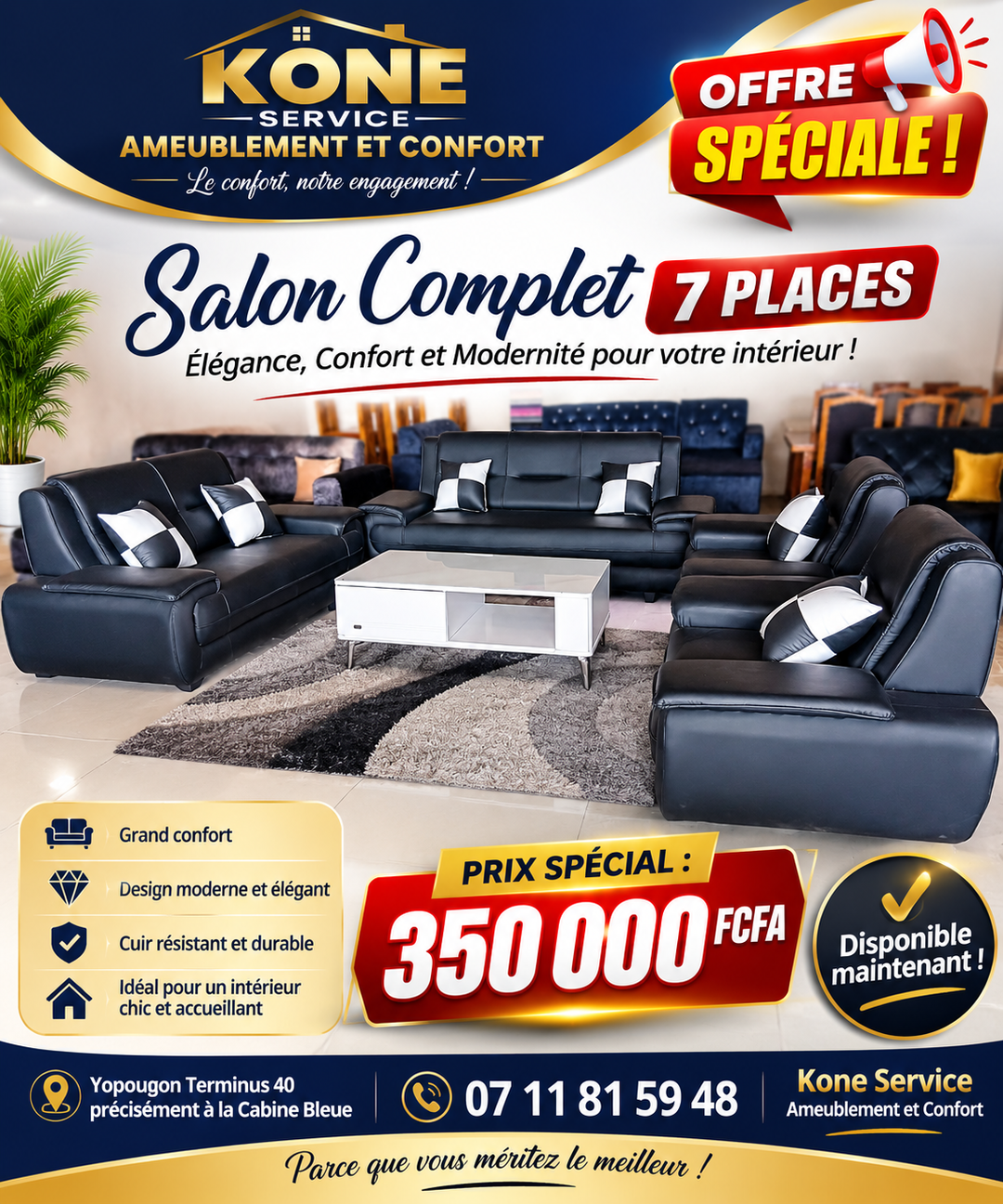 Salons complet de 7 places 