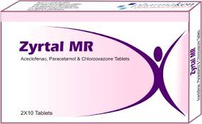 ZYRTAL MR : ACECLOFENAC 100MG, PARACETAMOL 500MG& CHLORZOXAZONE_0
