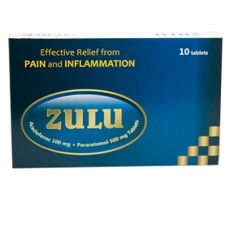 ZULU TABS : PARACETAMOL 500MG/ACECLOFENAC 100MG_0