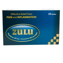 ZULU TABS : PARACETAMOL 500MG/ACECLOFENAC 100MG