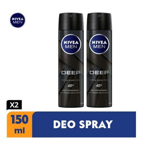 NIVEA MEN Deep Antibacterial Anti-Perspirant Spray, 72h -150ml (Pack Of 2)._0