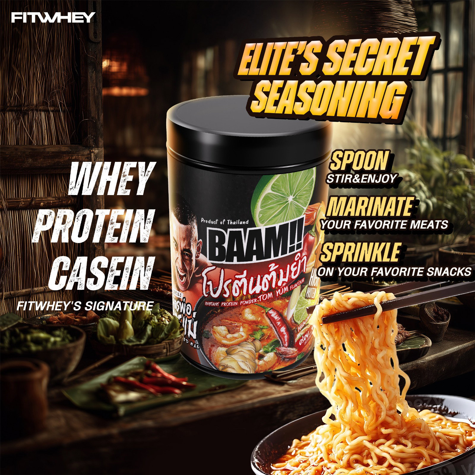 BAAM!!™ Tom Yum Savory Whey Protein KOD POR KOD MAE (12 Servings) | 16g Protein • Low Calorie • Halal • High Protein Meal_2
