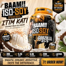 BAAM!!™ ISO-SOY Plant Protein Isolate (1lb / 0.45kg) | 30g Soy Isolate Protein • Vegan • Lactose-Free • Lab-Tested Premium Plant Protein [VX]